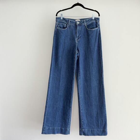 L'Agence Madden Wide Leg Jeans Womens 31 High Waist Flared Stretch Durango Wash - Picture 2 of 14